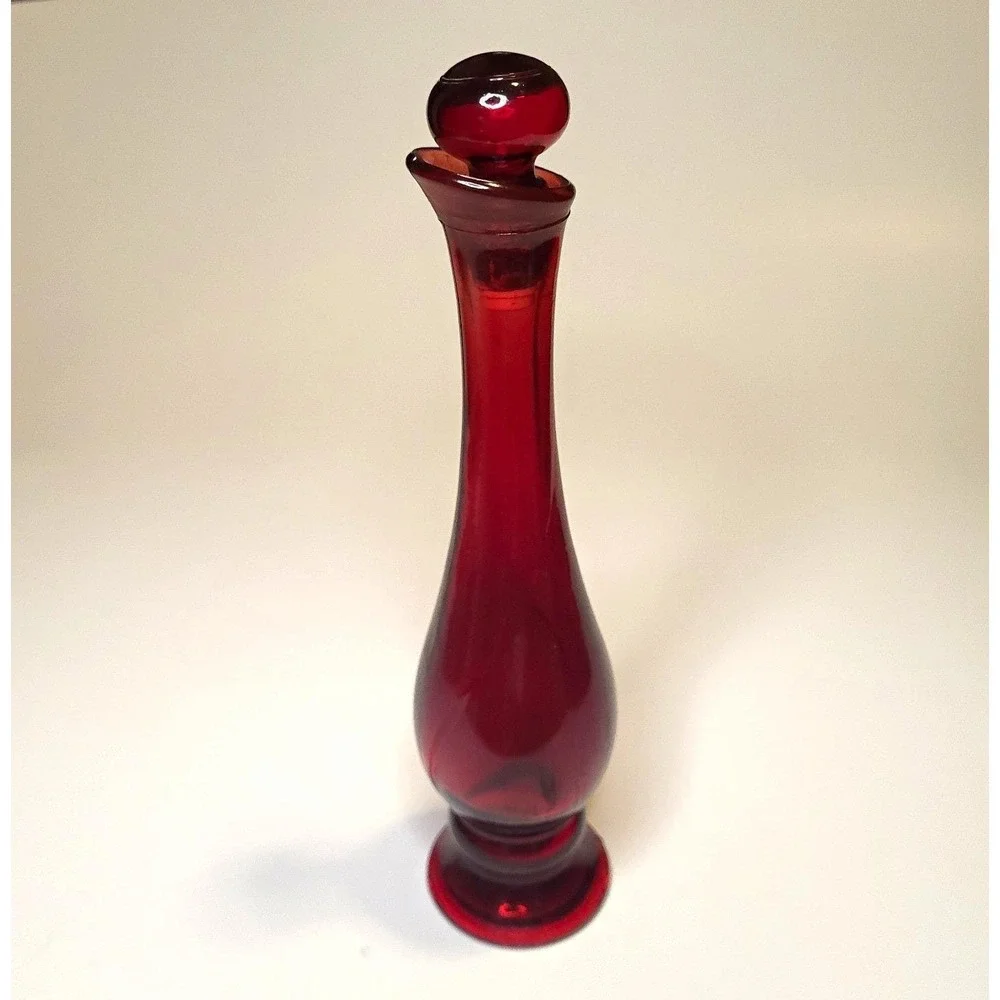 Vintage Avon Ruby Bud Vase Cotillion Cologne 3 Oz Red Glass Bottle Stopper